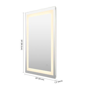 Remy Rectangular Frameless Anti-Fog Aluminum Front-lit Tri-color LED Bathroom Vanity Mirror with Smart Touch Control - JONATHAN Y